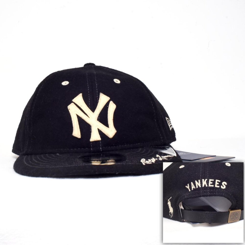 Polo Ralph Lauren Black NY Yankees New Era Retro 9FIFTY Strapback Hat Cap New